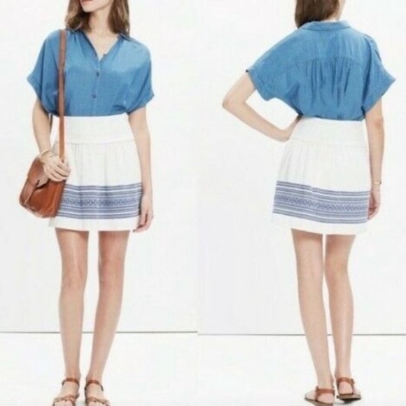 Madewell Embroidered Skyline Skirt 00‎ Cabana E9967 Boho Geometric Summer Beachy - Picture 7 of 7